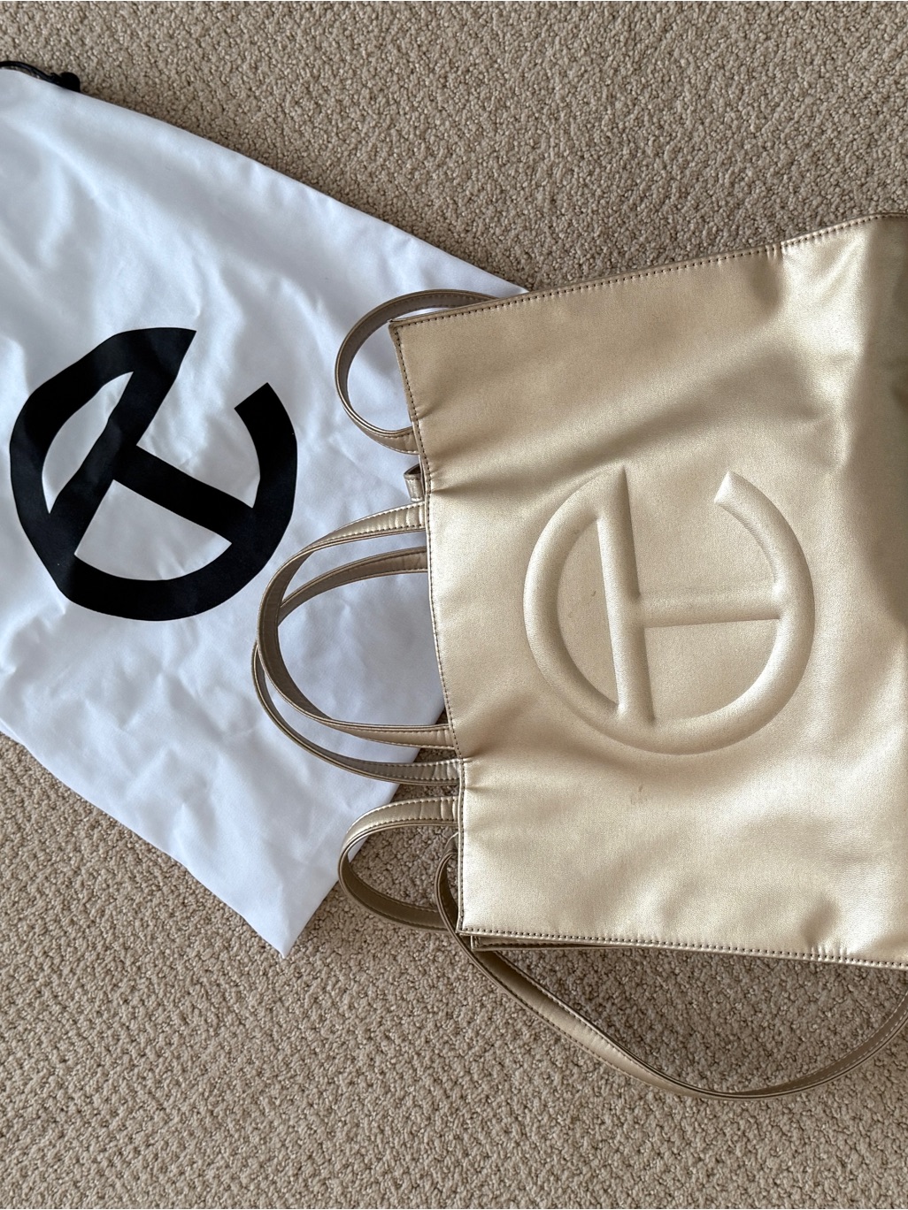 Telfar Metallic Gold Logo Tote
